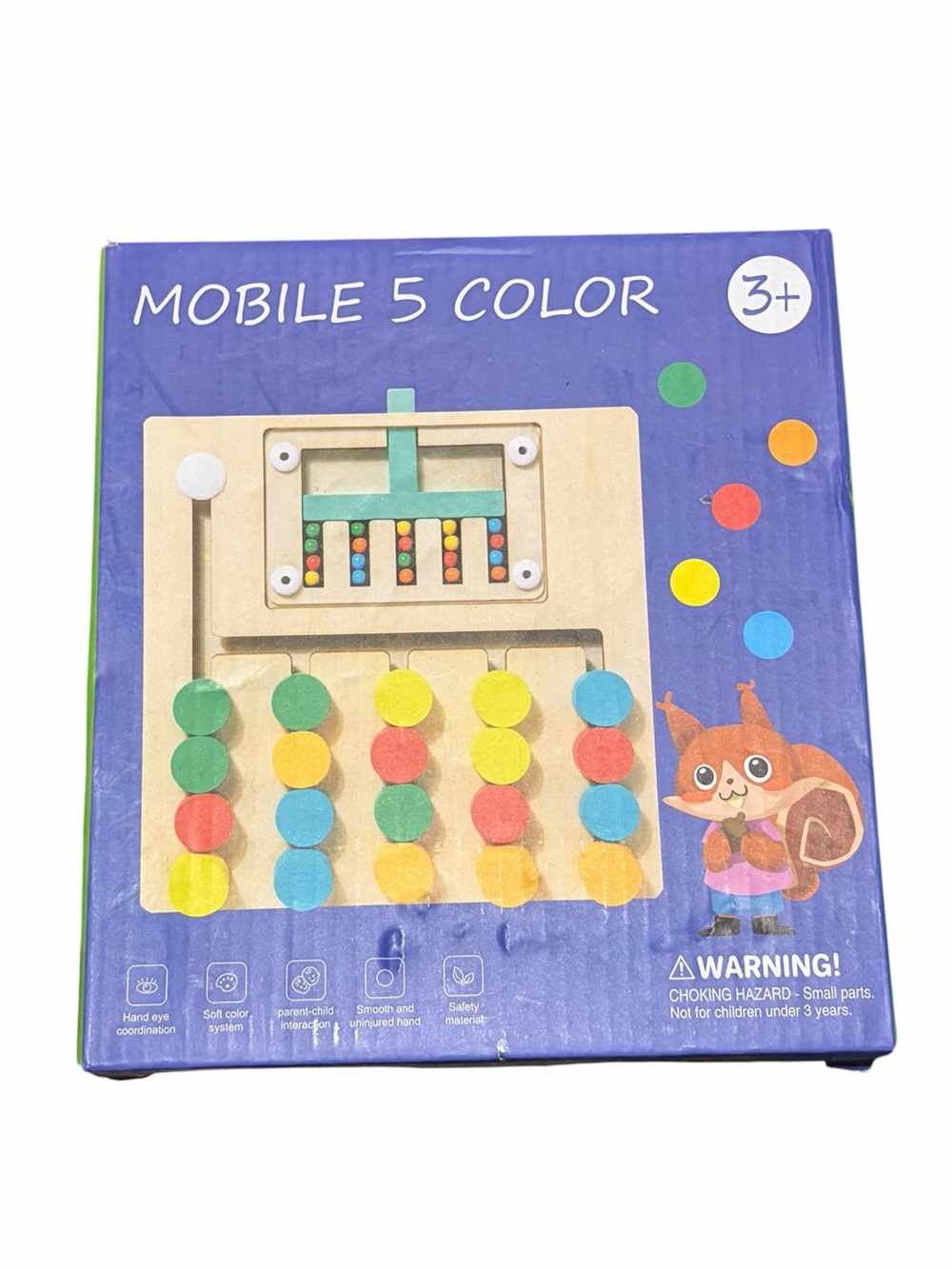 Wooden 5-Color Mobile Counting Toy - Multi